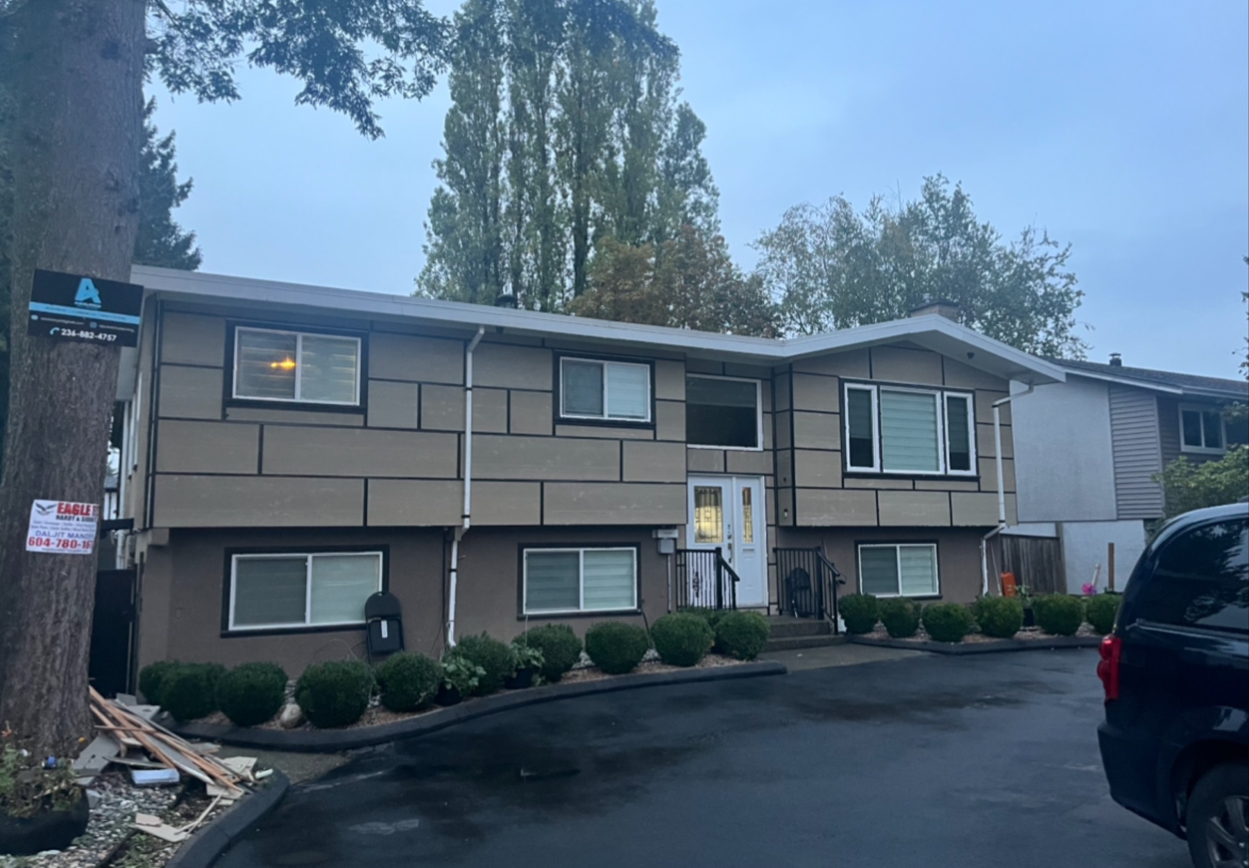 A long low building with new cladding